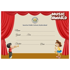 School Music Award Certificate A4 Size | Use on Laser Printer